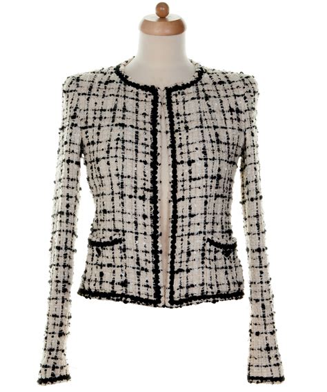 chaqueta chanel|Chanel jacket black and white.